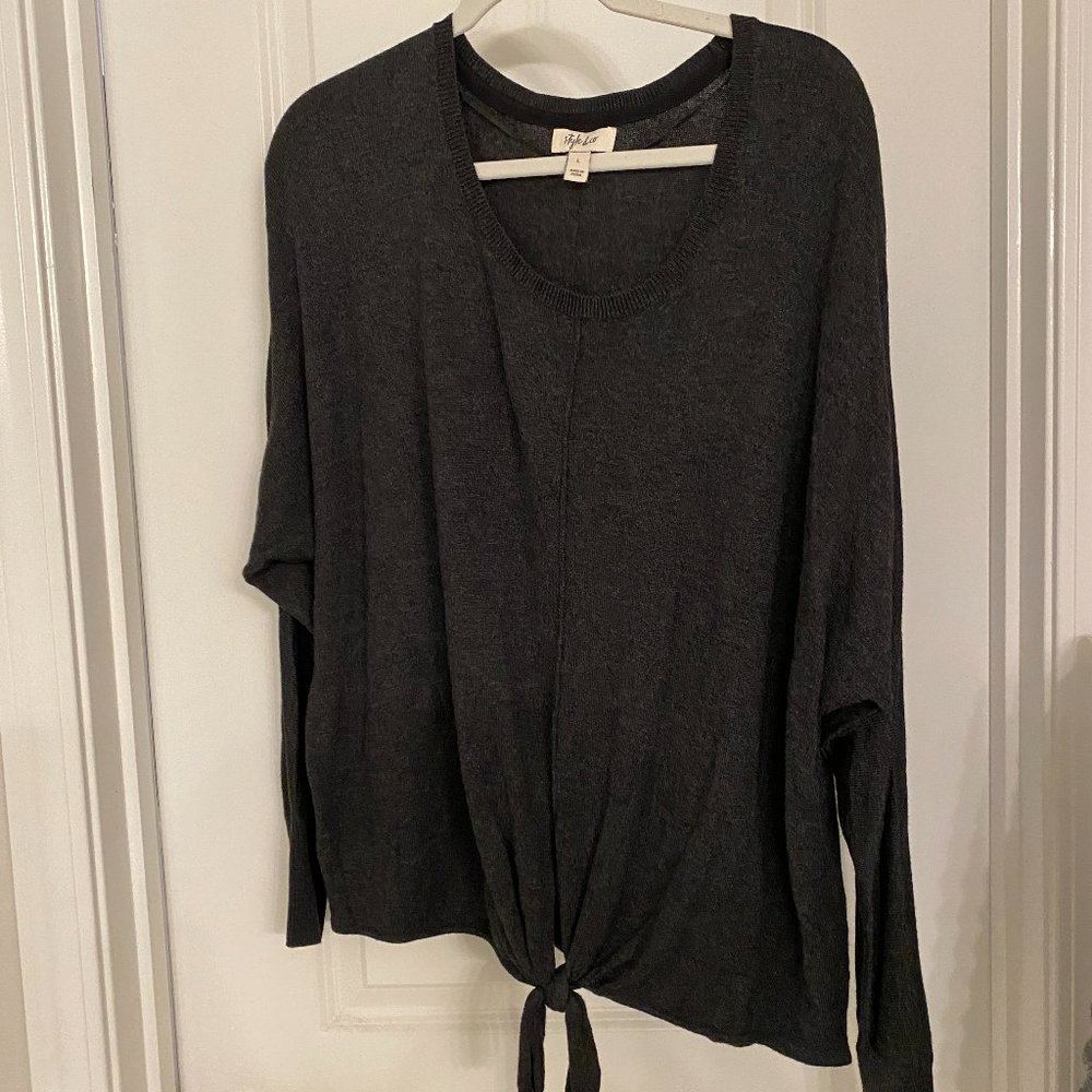 Style & Co Tie Front Sweater